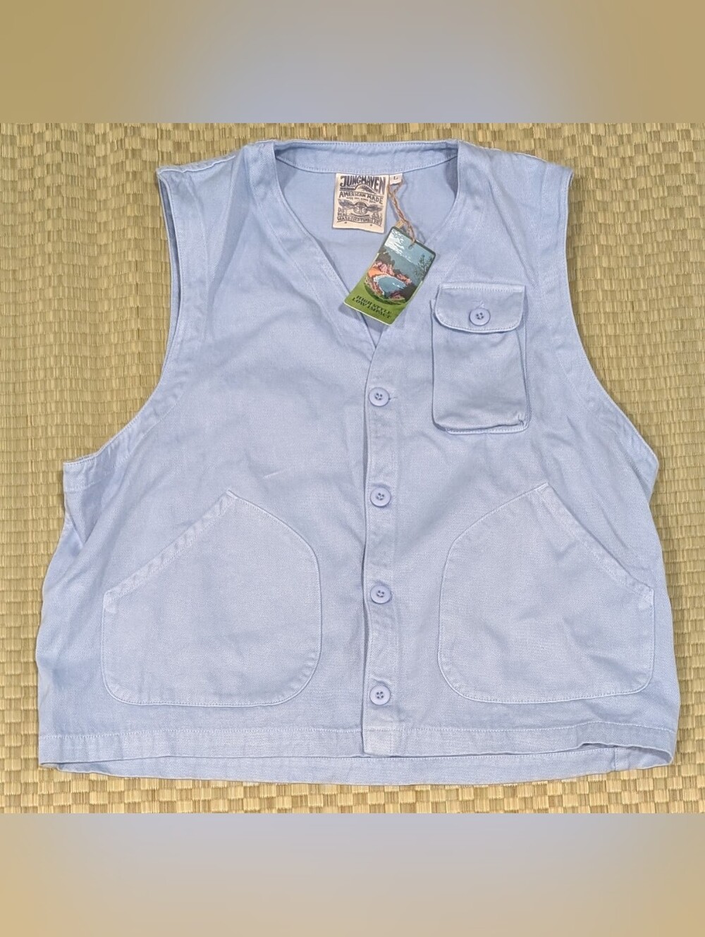 NWT Jungmaven Falcon Vest in Coastal Blue Unisex Size Large Made in USA